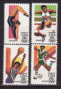 США, 1983, Летние Олимпийские игры 1984 (II), Футбол, Виды спорта, 4 марки квартблок